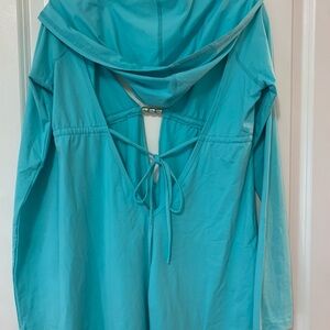 Turquoise Open-Back Hoodie. BSBG SPORT